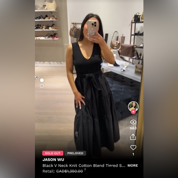 Jason Wu Black Tiered Dress - Picture 7 of 7